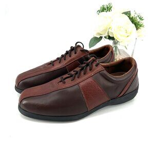 Allen Edmunds Mens Passport Oxford Size 10 Shoe Two Tone Brown Leather